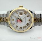 Copy 36mm Rolex Datejust Gold White Face Jubilee Band Watch